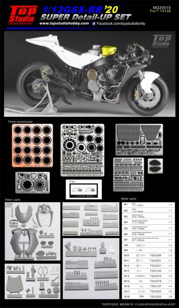MD29019 – Kit de super détaillage 1/12 Suzuki GSX-RR 2020 marque Top Studio,