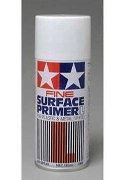 Acheter le spray apprêt gris fin Tamiya 180ml pour préparation de maquette plastique ou métal avant peinture