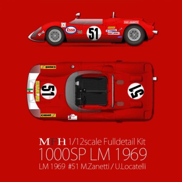 1/12 maquette en kit - ABARTH 1000 SP LM 1969 - model factory hiro K837