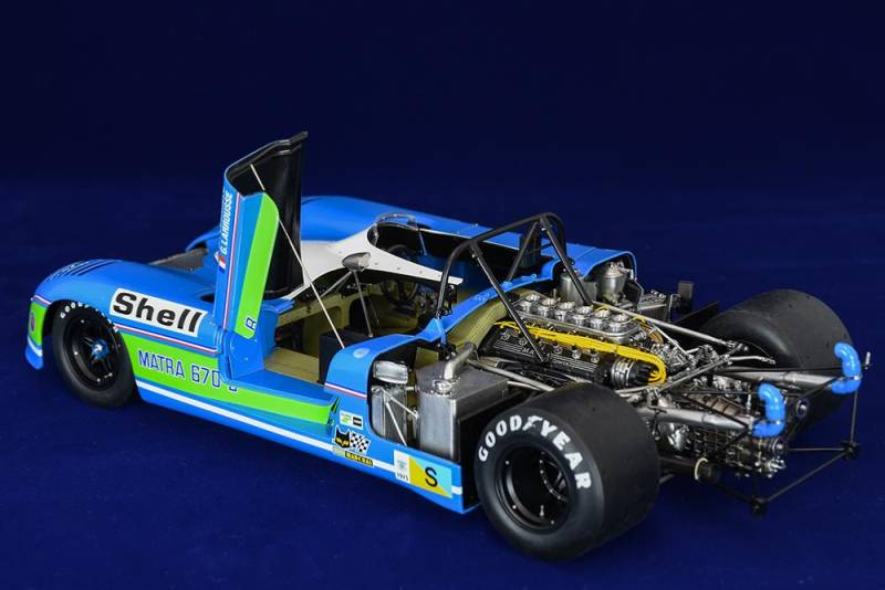 maquette 1/12 Matra MS670B Le Mans 1973 MFH vue d'ensemble détaillée