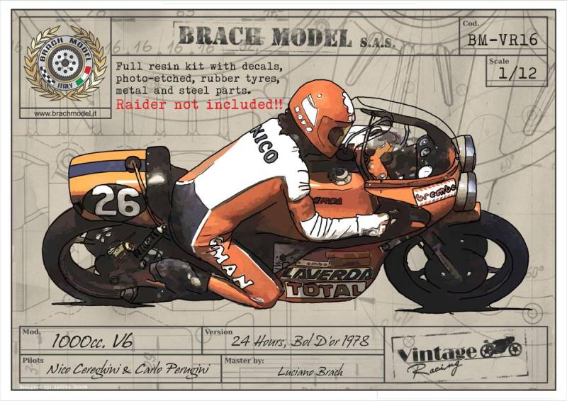 Acheter la maquette 1/12 Laverda 1000cc V6 1978 Brach Model avec pièces métal, résine et photodécoupe